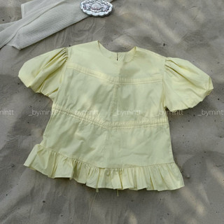 Candy Top | Áo babydoll phối dây rút chất kate mát phong cách năng động, dễ thương | Bymintt