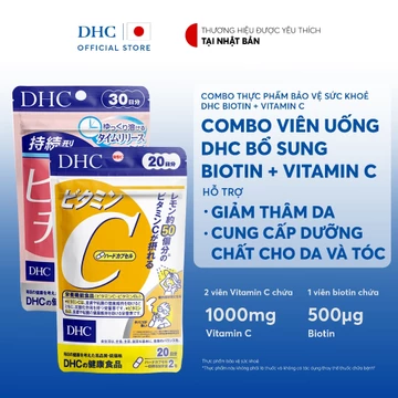 Combo Viên uống DHC Biotin (30 Ngày) & Vitamin C (20 Ngày) hỗ trợ sáng da và tốt cho tóc - TPBVSK Biotin & Vitamin C