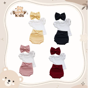 | SUNNYKIDS | Set bộ đồ chất tăm gân hàn cho bé gái ( kèm tuban ) chất liệu mềm mịn 4kg đến 16kg