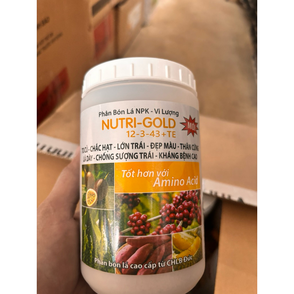 Phân bón lá Nutri gold 12-3-43 VinhThanh (Hũ 500gr)-KNO3 To củ Chắc hạt Lớn trái