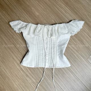 Laylie Top | Áo ren bèo trễ vai xếp li phong cách nhẹ nhàng, basic | Bymintt