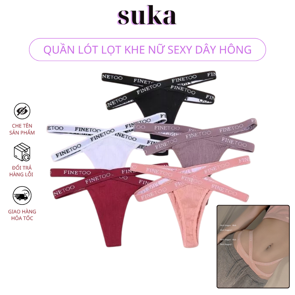 Quần lót lọt khe nữ sexy dây hông cotton trơn thoáng khí quần lót cạp thấp gợi cảm 005