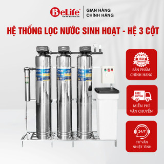 Bộ lọc nước sinh hoạt hệ 3 cột lọc xử lý sắt, đá vôi, kim loại nặng, clo, màu mùi dùng cho nước máy & nước giếng khoan