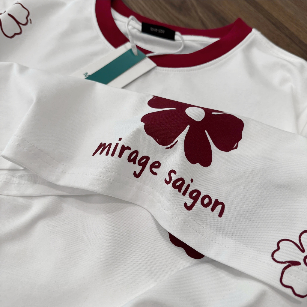 Áo Thun Trắng Hoa Đỏ Dễ Thương, Chất Cotton Mềm Mịn, Có Kèm Hình Thật.