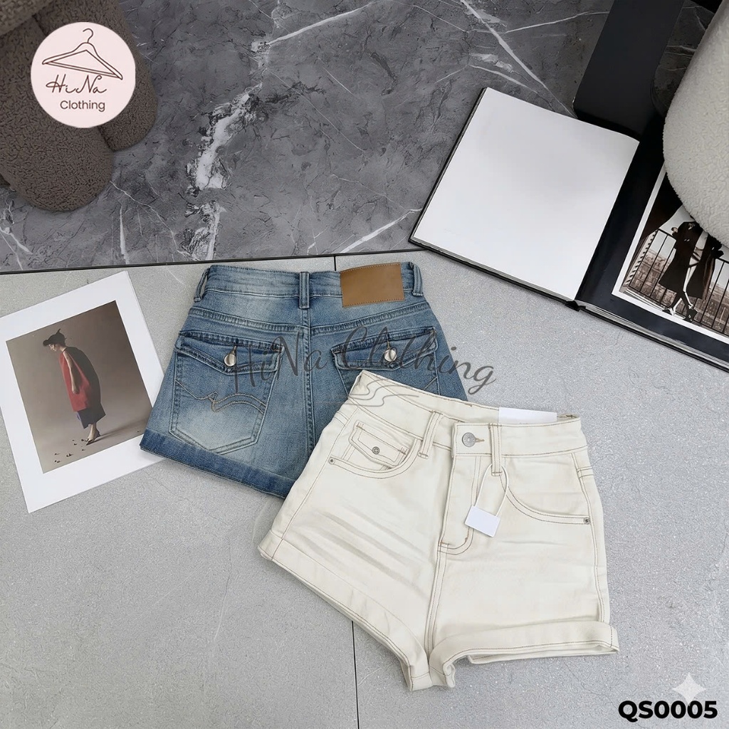 Quần short sooc ngắn jean denim bò gập gấu nắp túi sau HiNa QCCC QCL1 QS0005 #1003