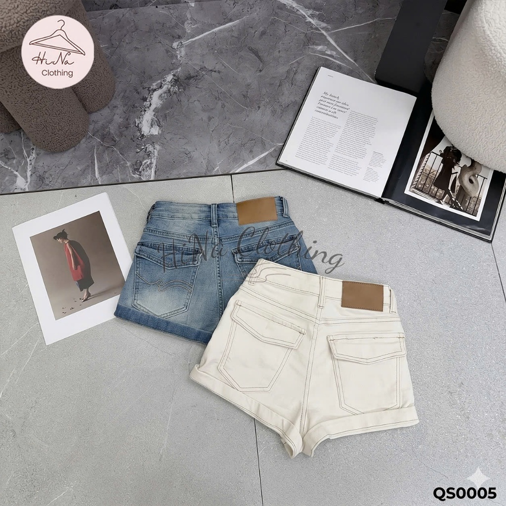 Quần short sooc ngắn jean denim bò gập gấu nắp túi sau HiNa QCCC QCL1 QS0005 #1003
