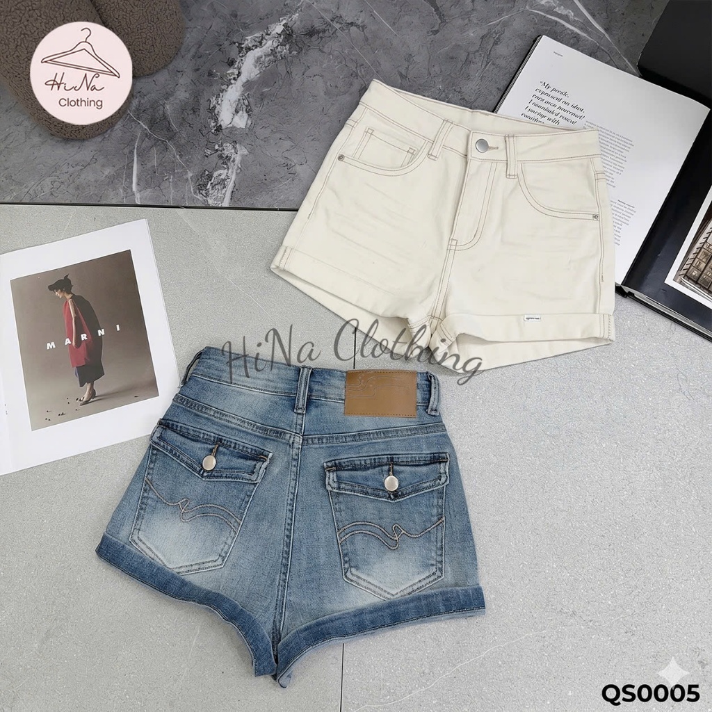 Quần short sooc ngắn jean denim bò gập gấu nắp túi sau HiNa QCCC QCL1 QS0005 #1003