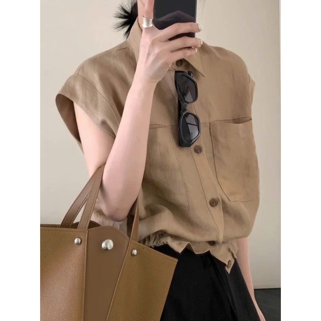 𝗔𝗹𝗮𝗻 𝗟𝗶𝗻𝗲𝗻- Áo linen tay hến xinh xắn