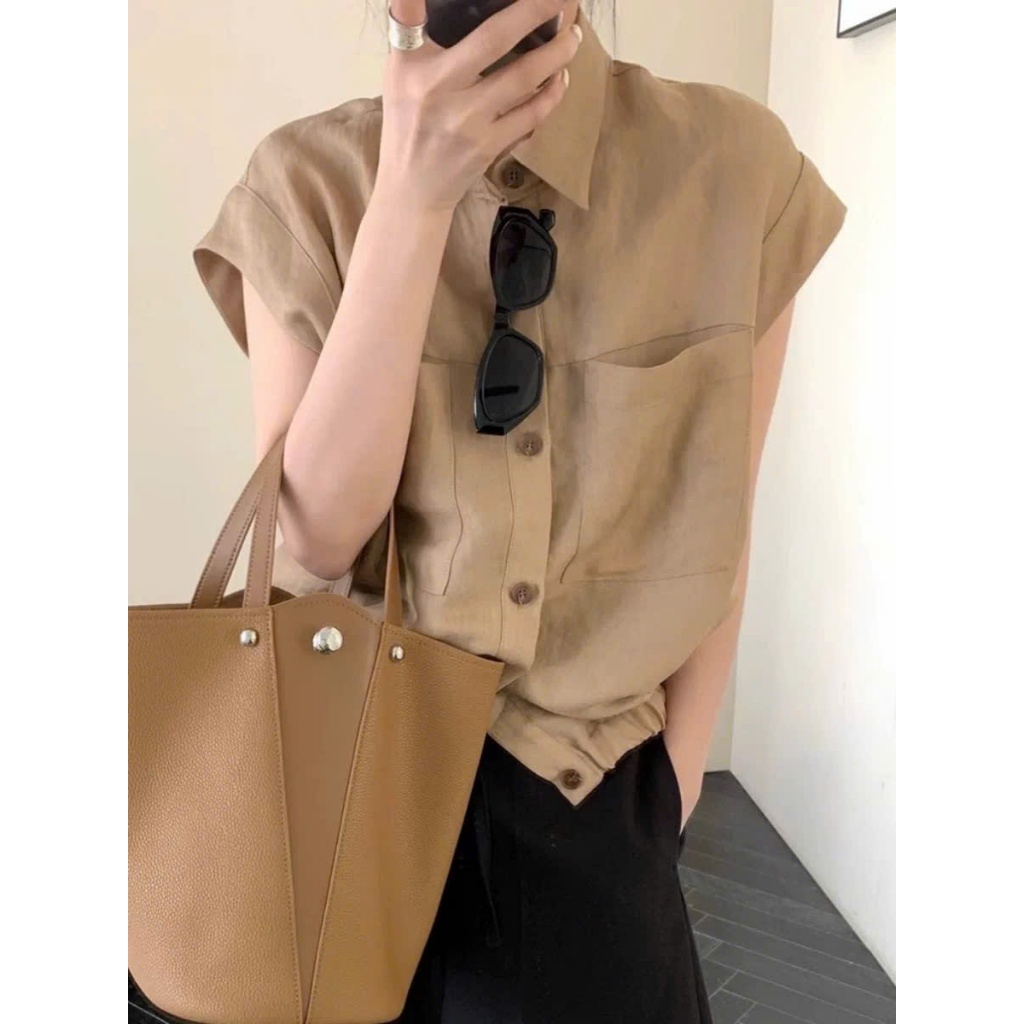 𝗔𝗹𝗮𝗻 𝗟𝗶𝗻𝗲𝗻- Áo linen tay hến xinh xắn