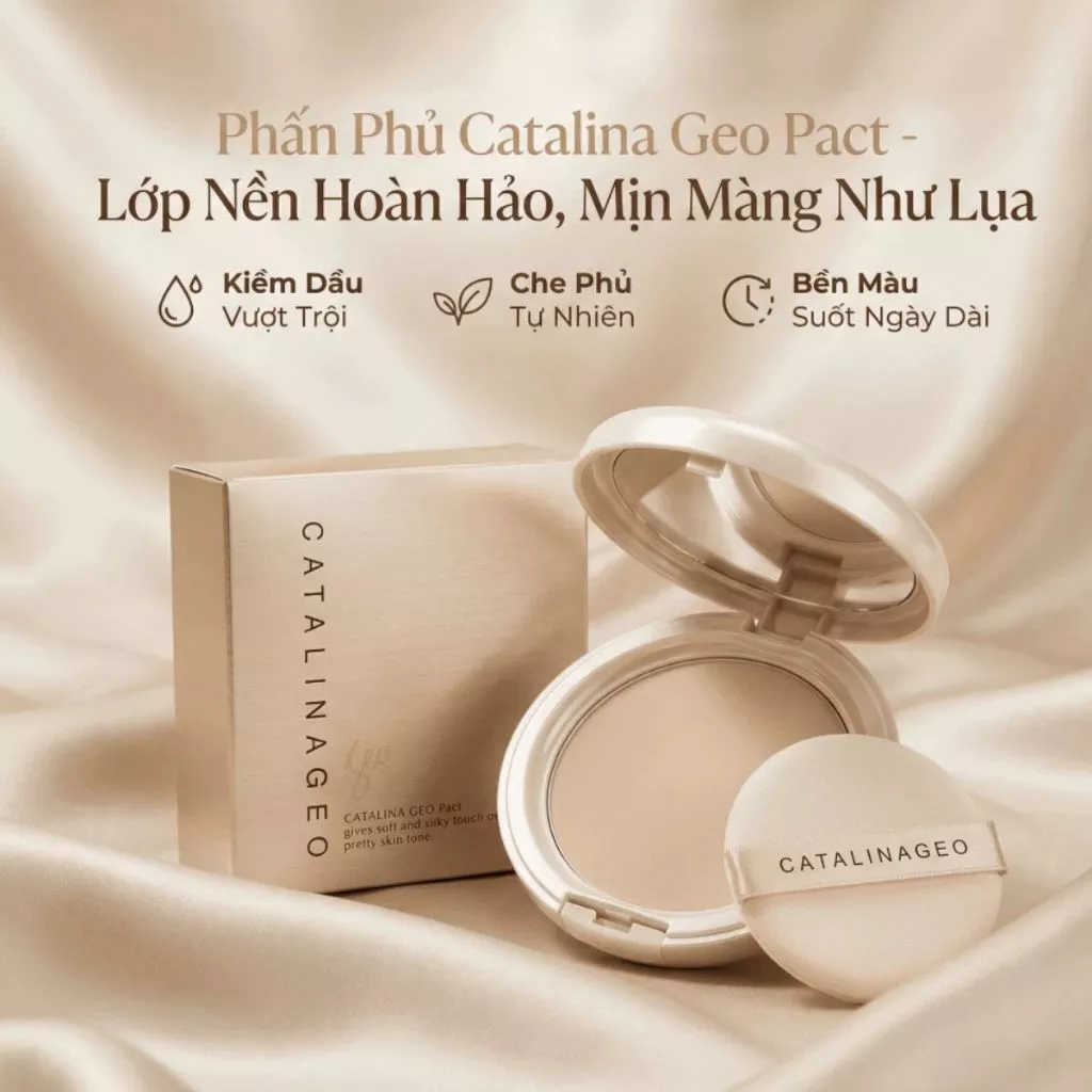 Phấn phủ Geo Sempre Happy & Please Pact Siêu Mịn Kiềm Dầu - Ever Queen