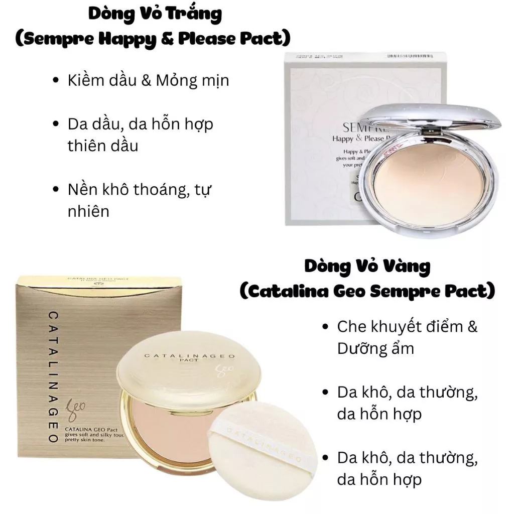 Phấn phủ Geo Sempre Happy & Please Pact Siêu Mịn Kiềm Dầu - Ever Queen