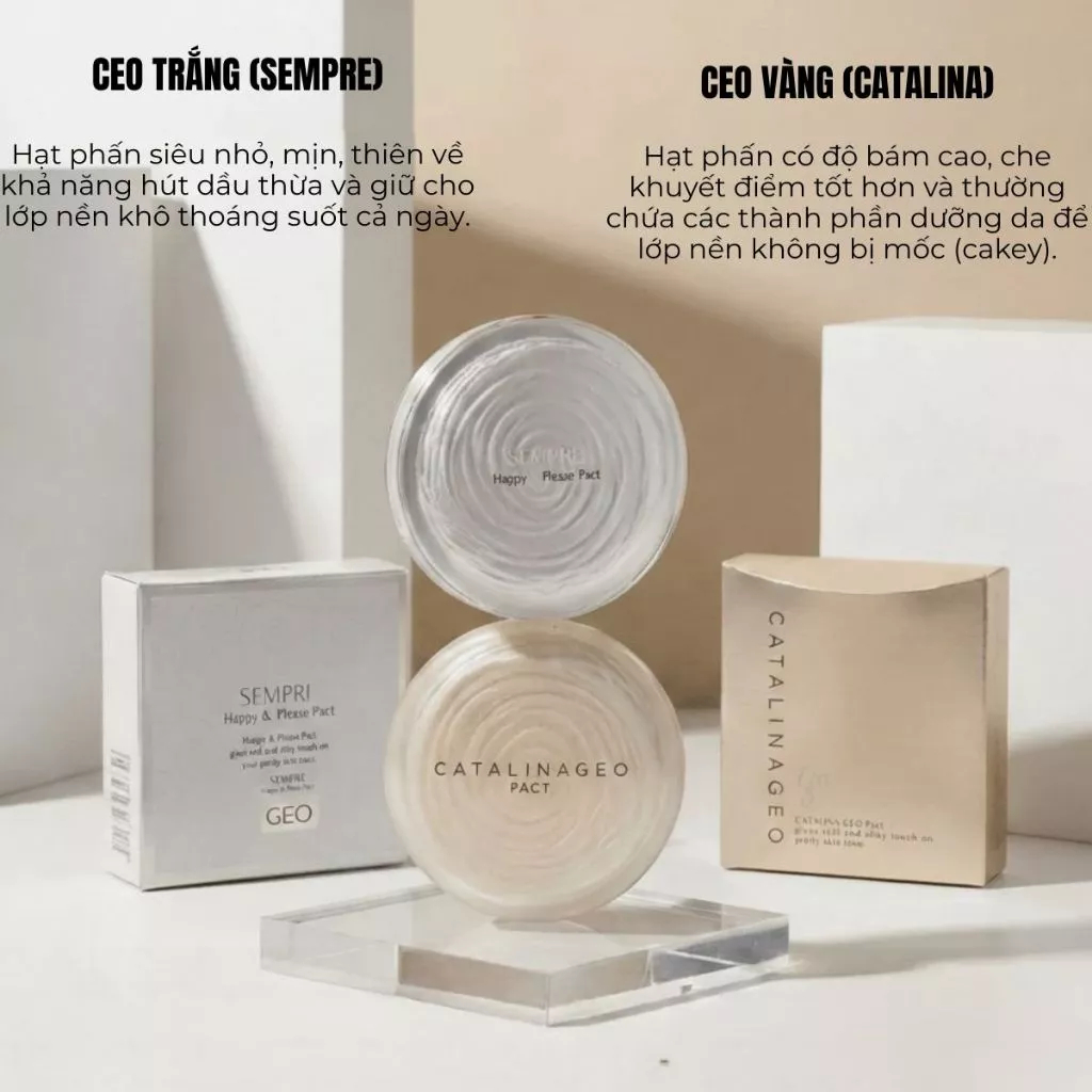 Phấn phủ Geo Sempre Happy & Please Pact Siêu Mịn Kiềm Dầu - Ever Queen