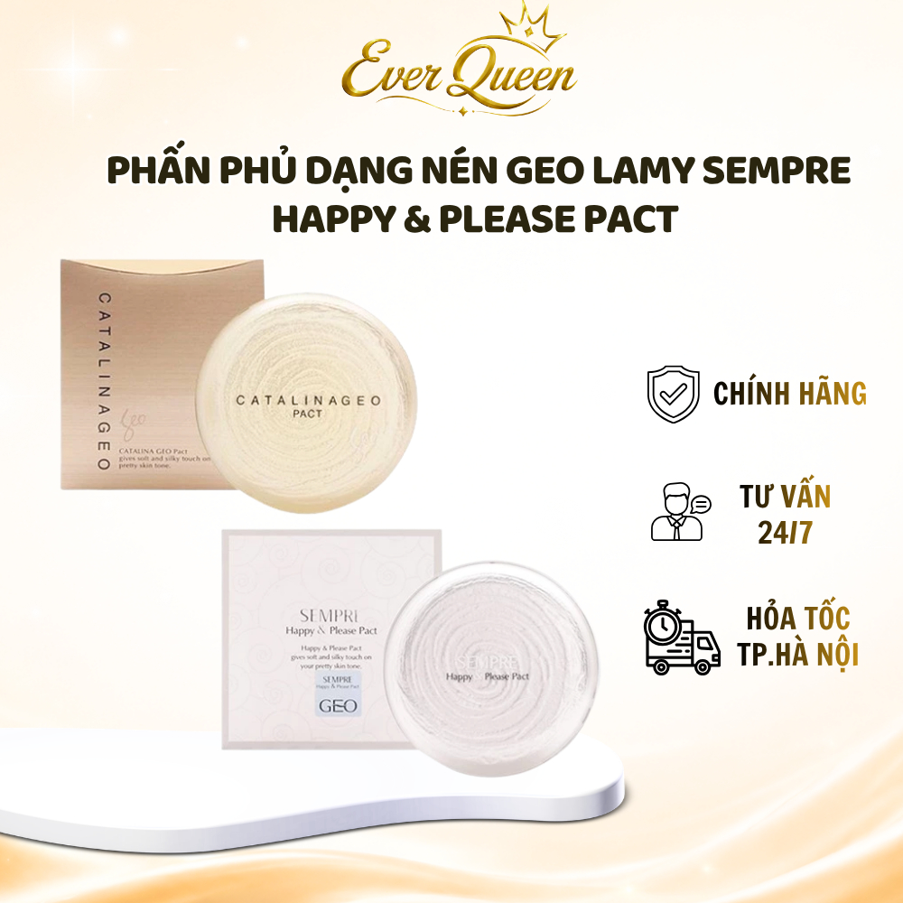 Phấn phủ Geo Sempre Happy & Please Pact Siêu Mịn Kiềm Dầu - Ever Queen