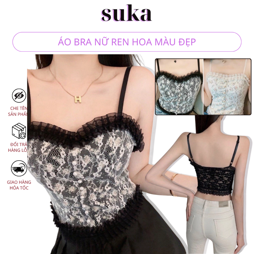 Áo bra nữ ren hoa màu đẹp không gọng sexy kiểu công chúa 118