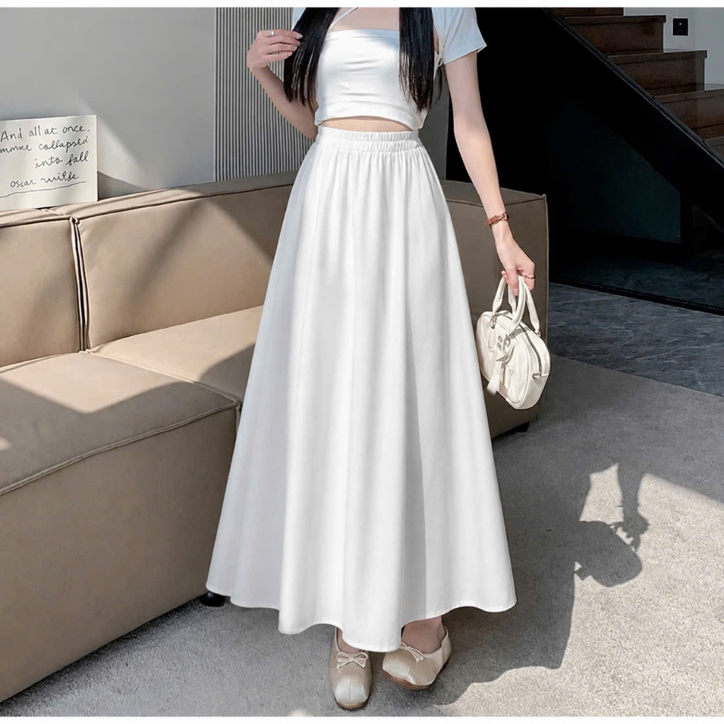 Chân Váy Chữ A Nữ Lưng Thun Bigsize Nữ Dáng Suông Chất Vải Lụa Mềm Mịn Ít Nhăn Phù Hợp Quanh Năm CV15