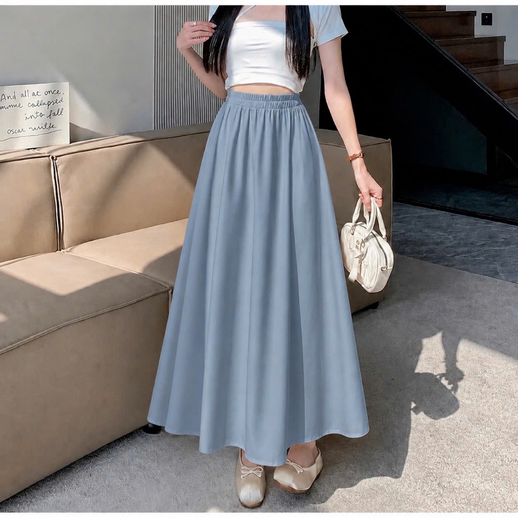 Chân Váy Chữ A Nữ Lưng Thun Bigsize Nữ Dáng Suông Chất Vải Lụa Mềm Mịn Ít Nhăn Phù Hợp Quanh Năm CV15