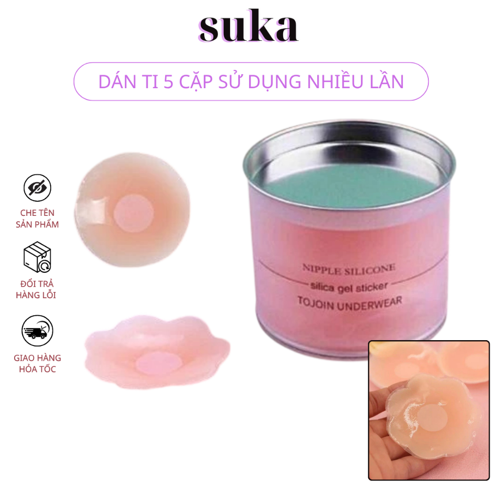 Miếng Dán Ngực Silicon Siêu Mỏng Hộp 5 cặp sử dụng nhiều lần 0123