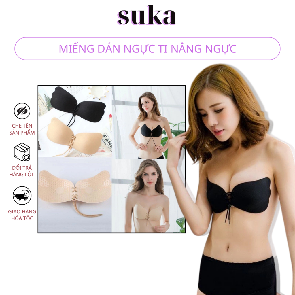 Miếng dán ngực ti nâng ngực, áo dán ngực cánh tiên rút dây ngực tạo khe đẹp 0124