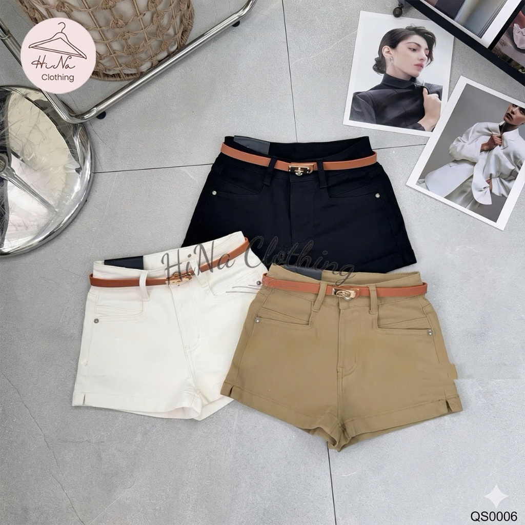 Quần short sooc ngắn jean denim bò ôm kèm đai cam HiNa QCCC QCL1 QS0006 #81281