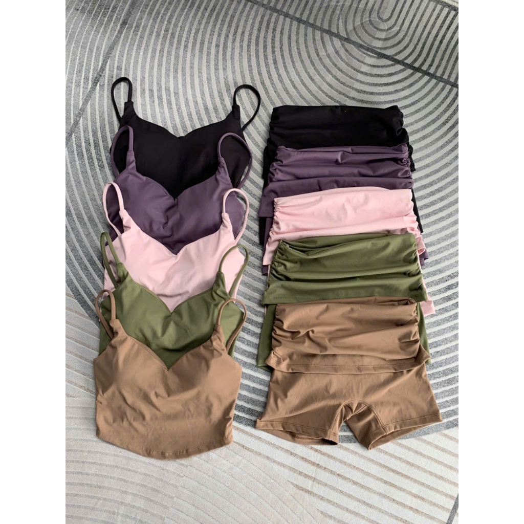 SET ĐÙI NGẮN ÁO HAI DÂY S10 Chất LULU Co Dãn Tập Gym-Yoga-Aerobic-Chạy bộ-Đạp xe HOTHISPORT