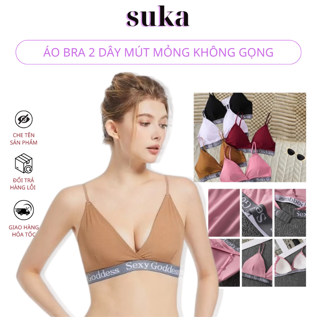 Áo Bra 2 Dây Mút Mỏng Không Gọng Cài Sau Lên Ngực Cực Thoải Mái 125