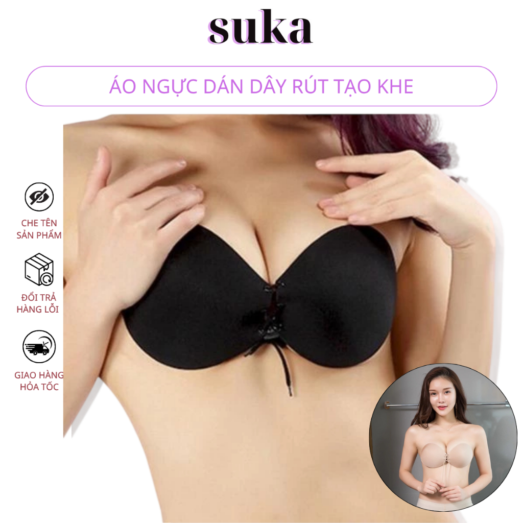 Áo dán nâng ngực, áo ngực dán dây rút tạo khe quyến rủ 0128