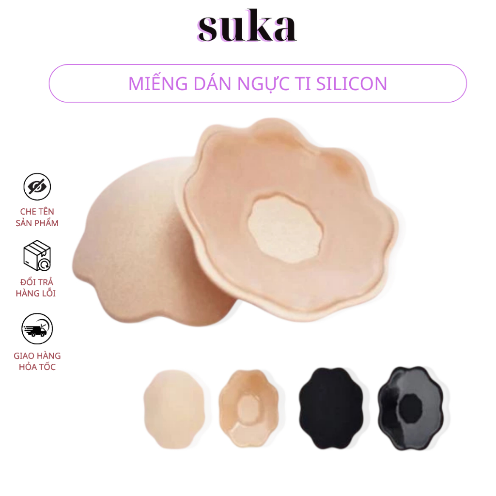 Miếng dán ngực ti silicon, dán ti 1 cặp sử dụng nhiều lần 0130