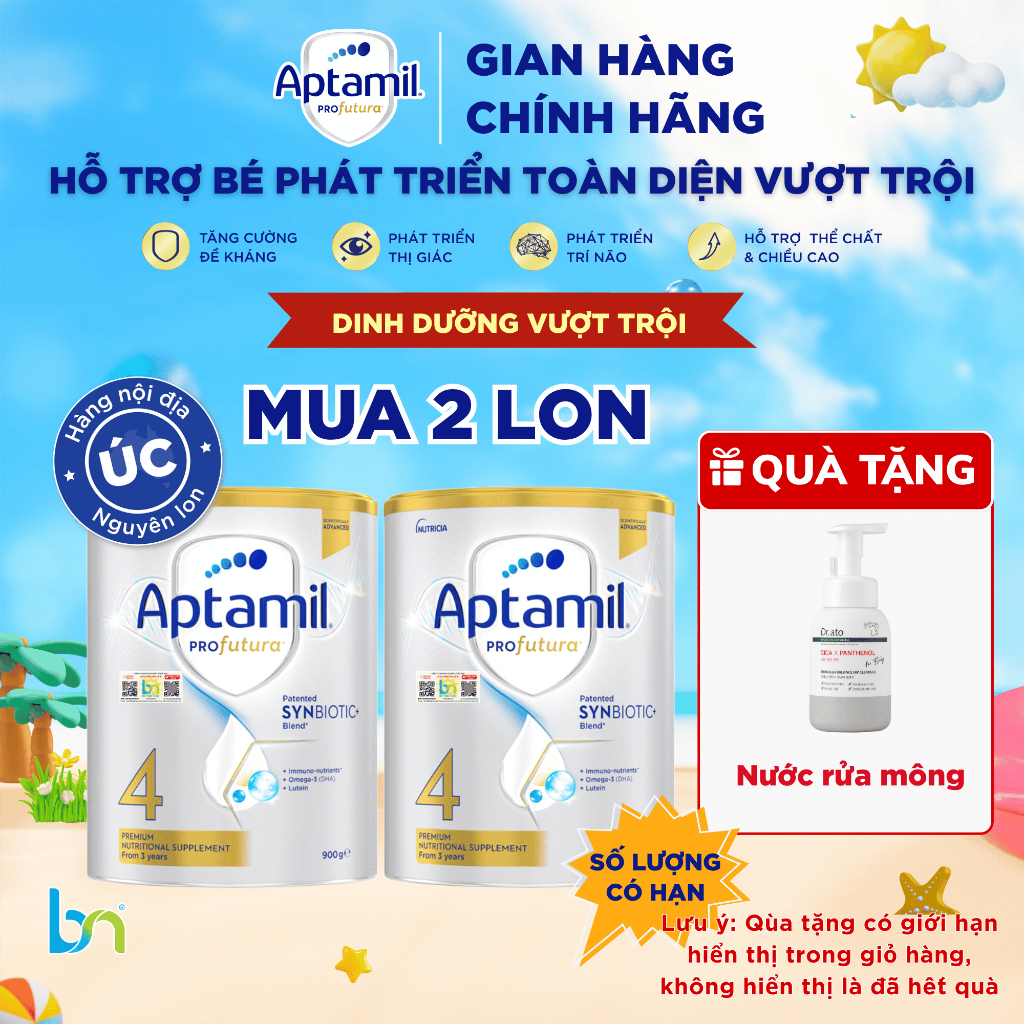 [Bắc Nam] Sữa Aptamil Profutura Úc Bạc tem Bắc Nam số 1,2,3,4 hộp 900g tiêu hoá khoẻ mạnh phát triển toàn diện cho bé