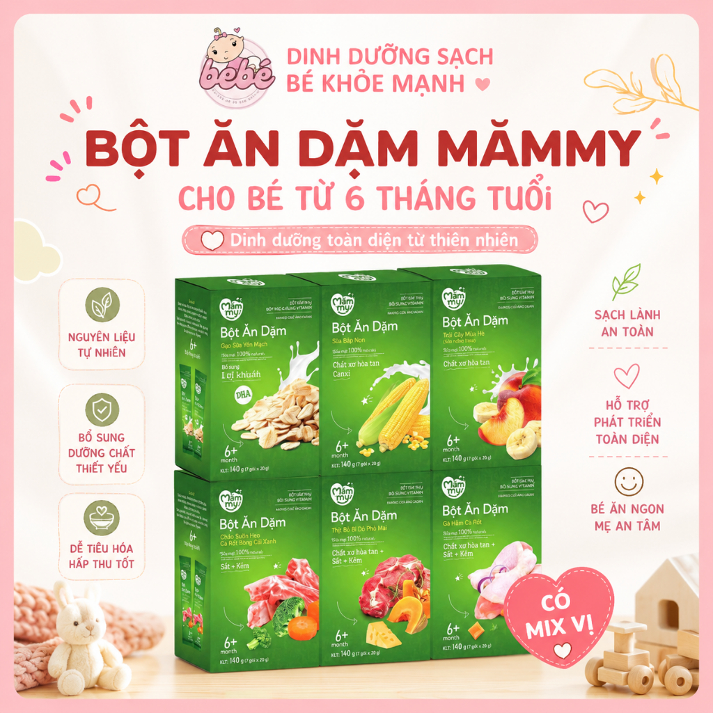 Bột ăn dặm Mămmy cho bé từ 6 tháng, Bột ăn dặm bổ sung dưỡng chất cho bé