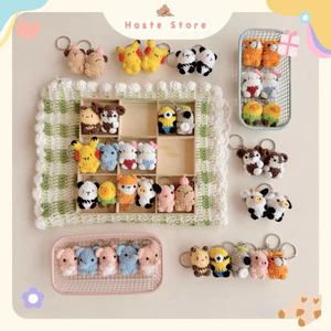 Móc Khoá Animal Thú Len Động Vật Hoạt Hình Kitty Cáo Voi Pikachu Gấu Mèo Sư Tử Hổ Size Mini Sở Thú Haste Tặng Handmade