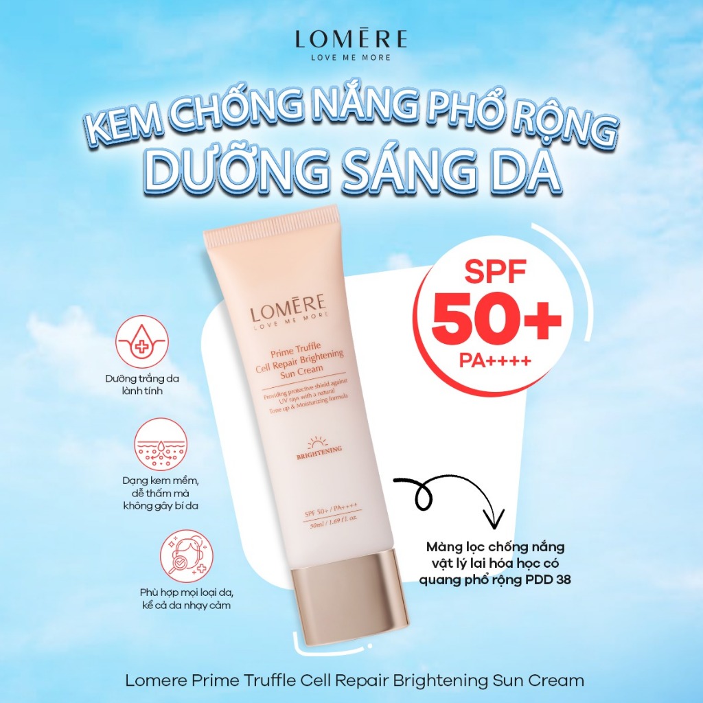 [MALL] Kem chống nắng dưỡng trắng phổ rộng LOMERE Prime Trufle Cell Repair Brightening Sun Cream 50ml