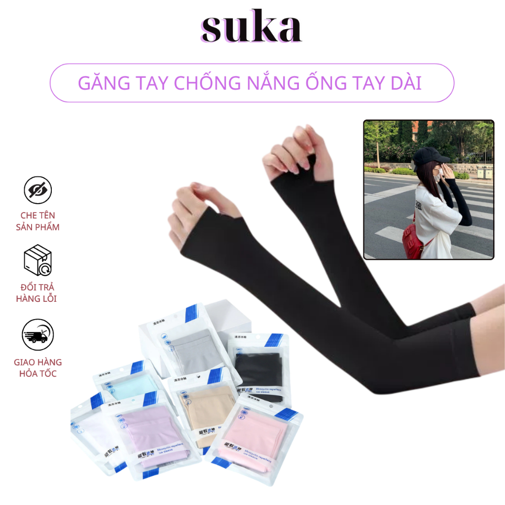 Găng tay chống nắng ống tay dài Hàn quốc thông thoáng siêu co dãn 178