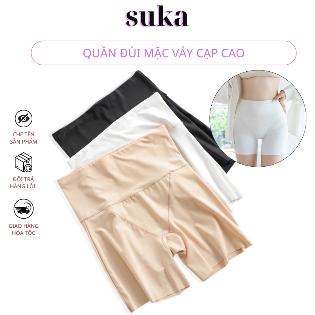 Quần đùi mặc váy cạp cao, quần mặc trong váy chất su mềm mịn thoáng mát 0188