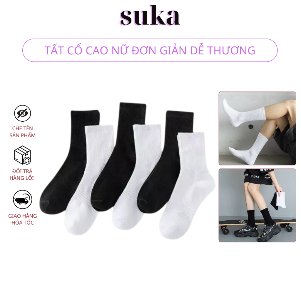Tất nữ cổ cao dáng trơn chất cotton mềm mịn khử mùi an toàn chống hôi chân 197