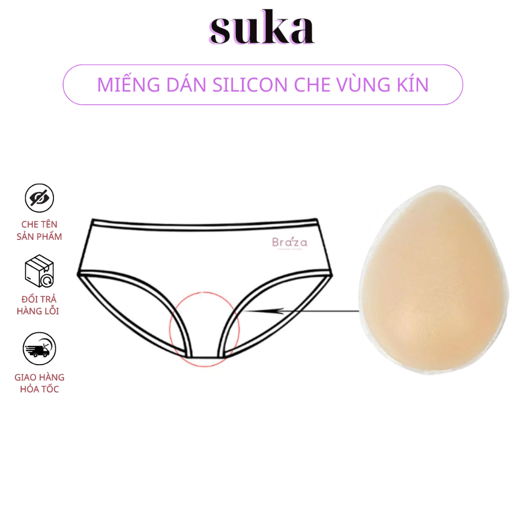 Miếng dán silicon che rãnh vùng kín chống lộ hàng khi mặc đồ bơi, bikini, legging tập gym 212