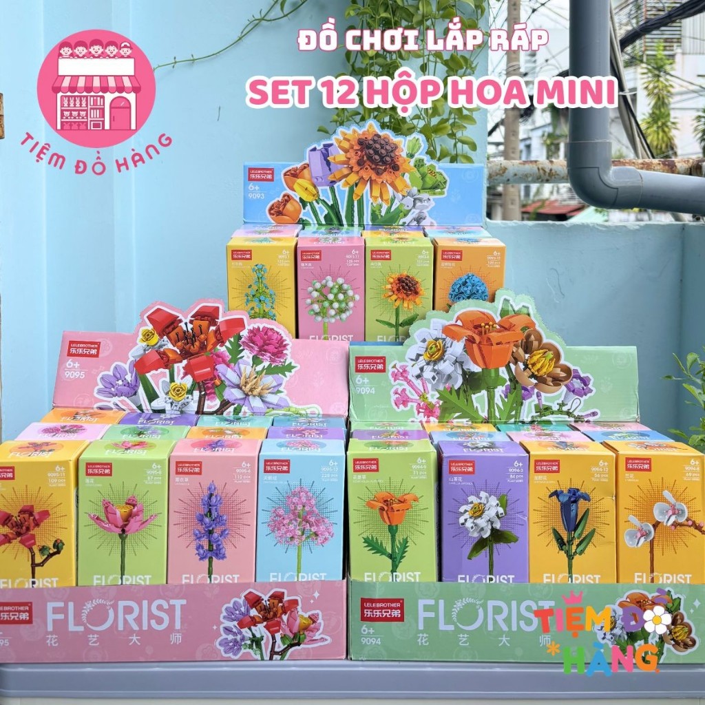 Set Đồ Chơi Lắp Ráp 12 Hộp Hoa Mini Trang Trí Đẹp