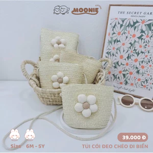 Túi cói đeo chéo dễ thương cho bé gái đi biển, đi chơi