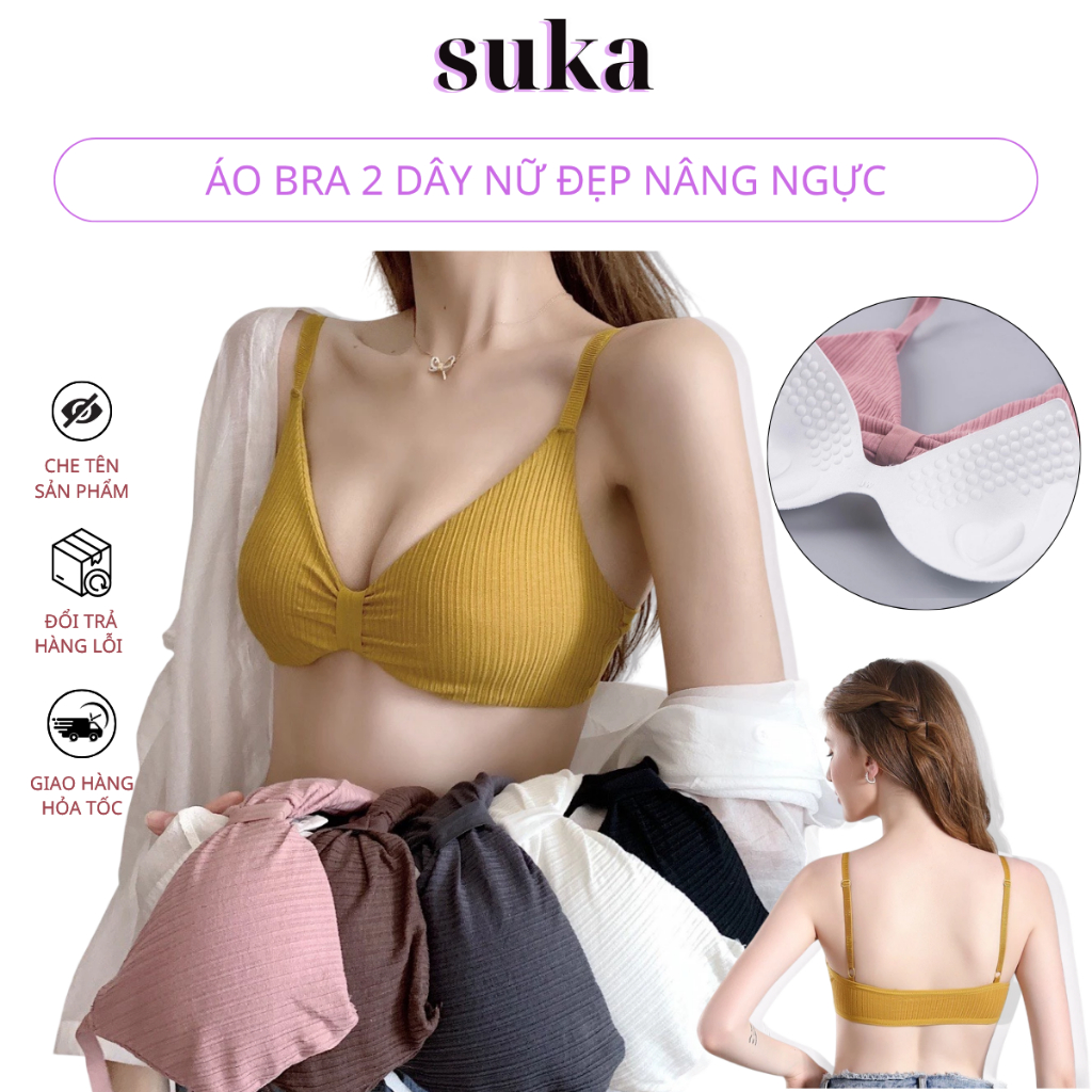 Áo bra 2 dây nữ đẹp nâng ngực, áo lót không gọng thắt nơ quyến rủ 308