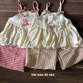 [DEAL MỞ BÁN] Set Bộ Áo 2 Dây Dáng Bí Kết Hợp Quần Xuông Xinh Xắn Bé Gái từ 8-26kg