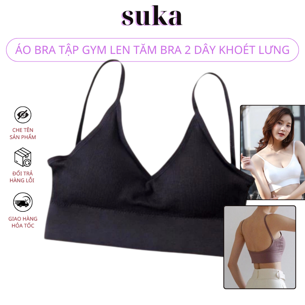 Áo Bra Tập Gym Len Tăm Bra 2 Dây Khoét Lưng Chữ U 367