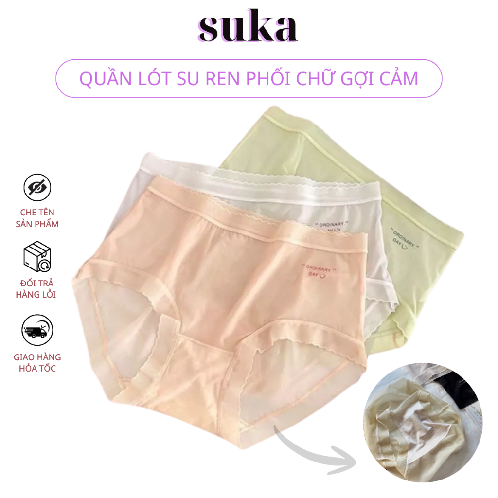 Combo 10 Quần Lót Nữ - Quần Lót Su Ren Phối Chữ Gợi Cảm 406
