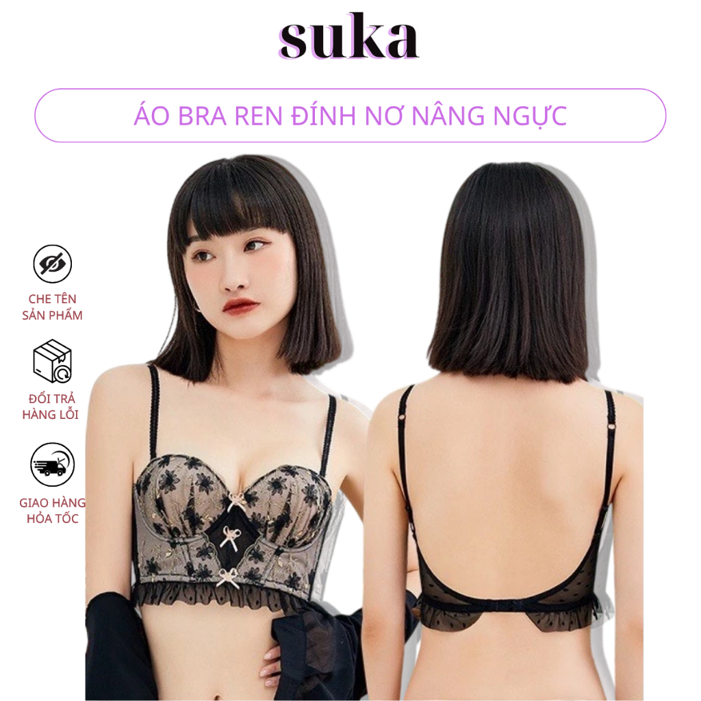 Áo ngực ren Cao Cấp đính nơ gợi cảm sexy, áo lót nữ có gọng đệm mút nâng ngực tạo khe quyến rũ 436
