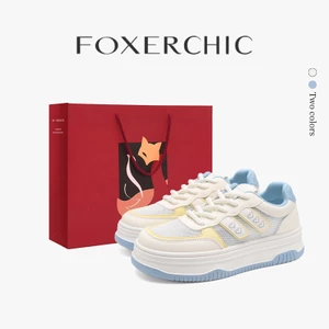 FOXERCHIC Giày Thể Thao Nữ Vật Liệu Mặt Lưới Thông Khí Chỉ Nặng 400g Nền Dày Tăng 5 cm