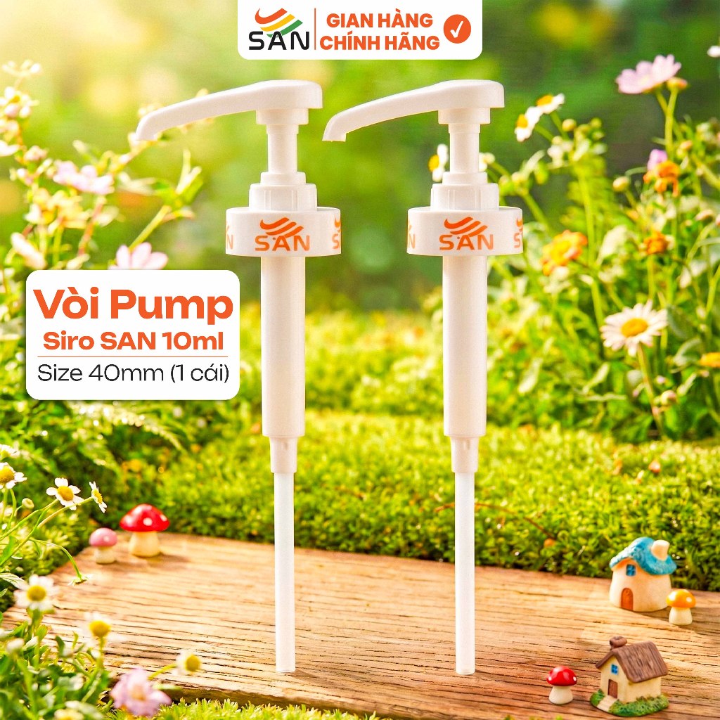 Vòi Pump Siro SAN 10ml Cho Chai 1Kg / 2.5Kg – Pump Nhựa Cao Cấp, Định Lượng Chuẩn, Size 40mm