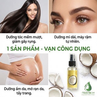 Dầu dừa nguyên chất Ngân Bình 50ml - Dạng xịt dưỡng tóc, ủ tóc, cấp ẩm da