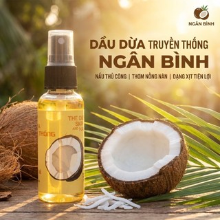 Dầu dừa nguyên chất Ngân Bình 50ml - Dạng xịt dưỡng tóc, ủ tóc, cấp ẩm da