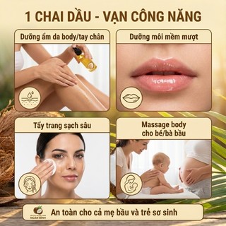 Dầu dừa nguyên chất Ngân Bình 50ml - Dạng xịt dưỡng tóc, ủ tóc, cấp ẩm da