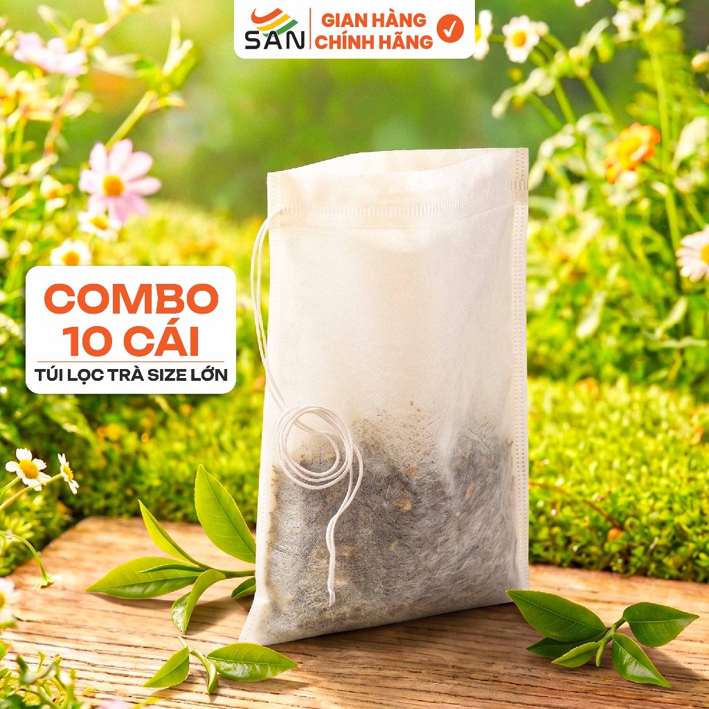 COMBO 10 Túi Lọc Trà Lớn 20x30cm (Có Dây Rút - Không Dệt Cao Cấp - Dùng Được Nhiều Lần)