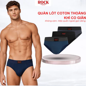 Combo 3 Quần Lót Nam ROCK QA 7513 Trơn Cao Cấp Co Giãn, Quần Sịp Nam Chất Liệu Mềm Mịn, Thoáng Khí