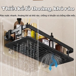 Kệ Ráo Chén Dán Tường Có Khay Hứng Nước, Không Cần Khoan, Chống Gỉ, Để Miếng Rửa Bát & Nước Rửa Chén